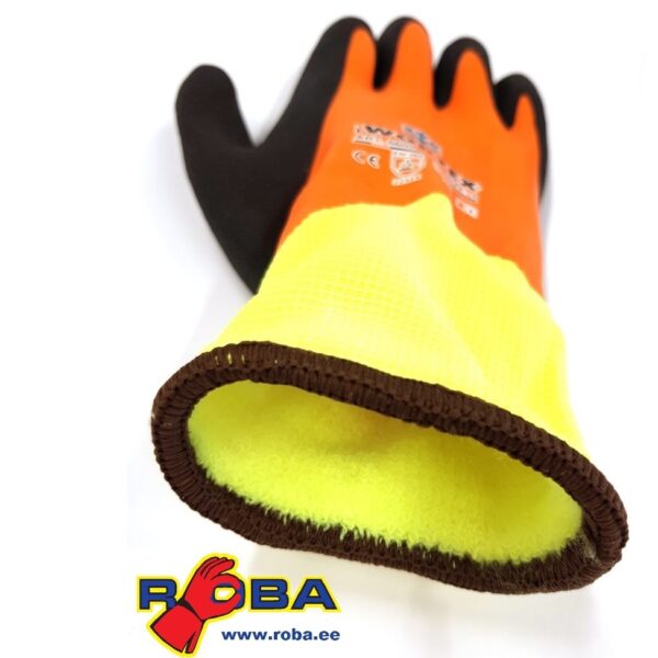 Hi Vis Yellow HPPE Orange Foam latex Palm Coated Thermo Gloves 6610 picture#1