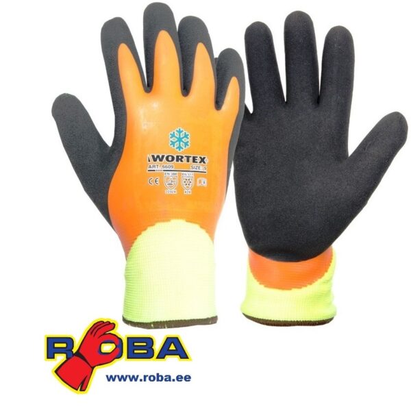 Hi Vis Yellow HPPE Orange Foam latex Palm Coated Thermo Gloves 6610 picture#0