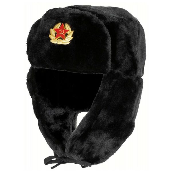 Russian Fur Hat, black, with badge 10031A picture#1