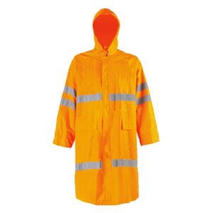 Orange nylon raincoat with reflective tape POR picture#0