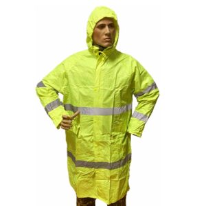 Yellow nylon raincoat with reflective tape PYA picture#0