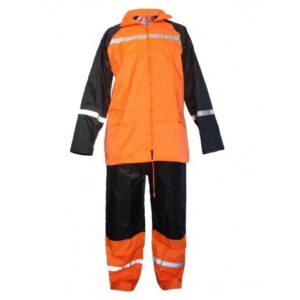 Orange nylon rain suit with reflective tape KOR picture#4