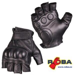 BLACK LEATHER TACTICAL FINGERLESS GLOVES 12504502 picture#0