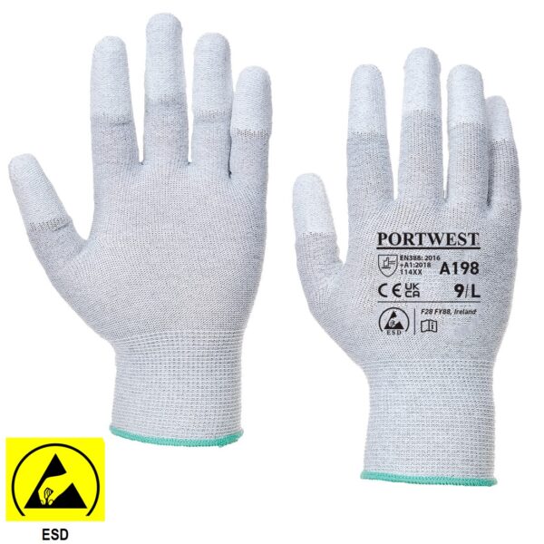 A198 - Antistatic PU Fingertip Glove Grey A198 picture#0