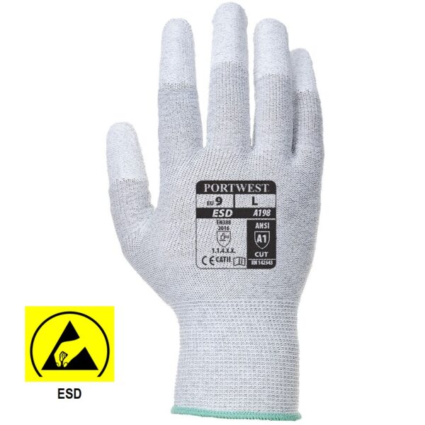 A198 - Antistatic PU Fingertip Glove Grey A198 picture#1