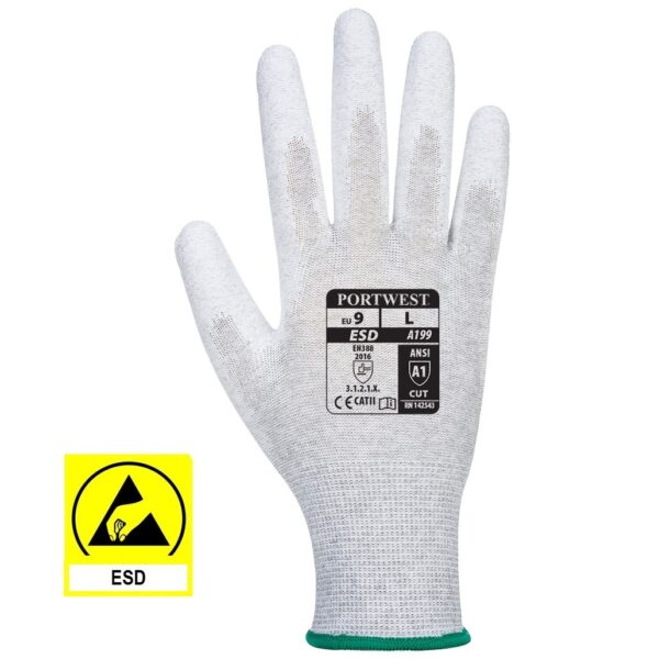 A199 - Antistatic PU Palm Glove Grey A199 picture#1