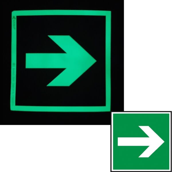 Photoluminescent sticker "Direction of evacuation" 150X150 Z-11E-FS-150X150 picture#0