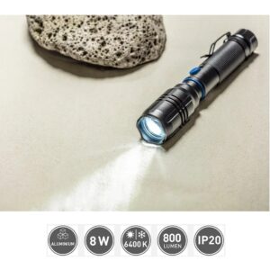 LED Flashlight with Built-in Battery 2000mAh, 8W, 800lm, 6400K, IP20, Black LT-LA8WT2-60 picture#1