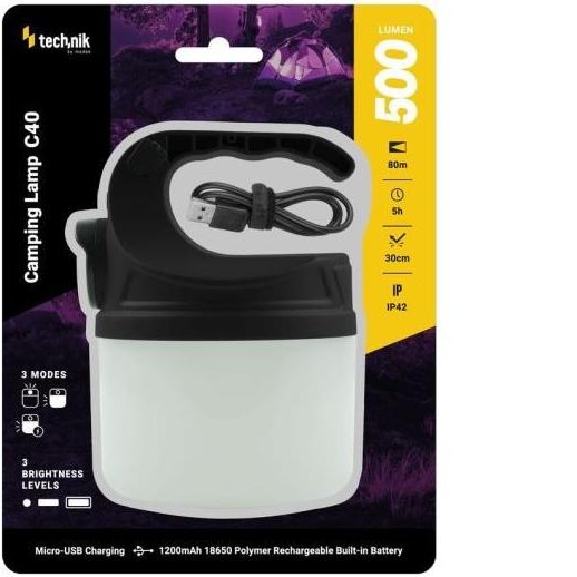 Фонарь светодиодный походный Technik C40, 500/200 лм, IP42, зарядка от USB C40 picture#1 Фонарь светодиодный походный Technik C40, 500/200 лм, IP42, зарядка от USB C40 picture#1