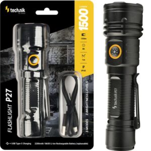 Фонарик светодиодный Technik P27 1500лм, IP44, перезаряжаемый через USB P27 picture#0